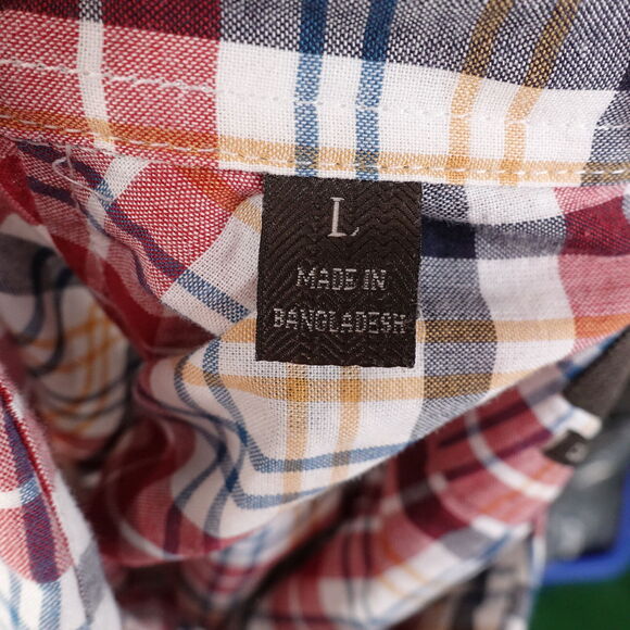 JACHS NEW YORK CLASSIC FIT RED PLAID BUTTON DOWN SHIRT MENS SIZE L LARGE - Picture 7 of 7